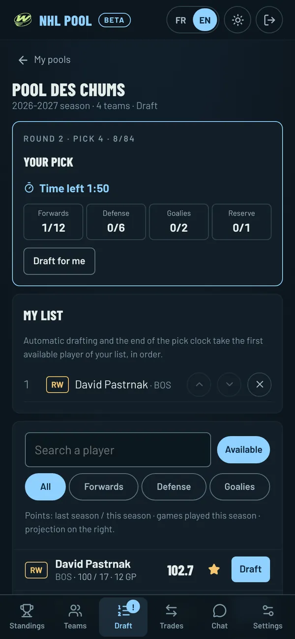 The draft with its pick clock